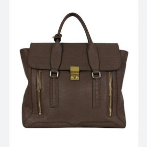 3.1 Phillip Lim Brown Leather Top-Handle Tote with Gold Hardware